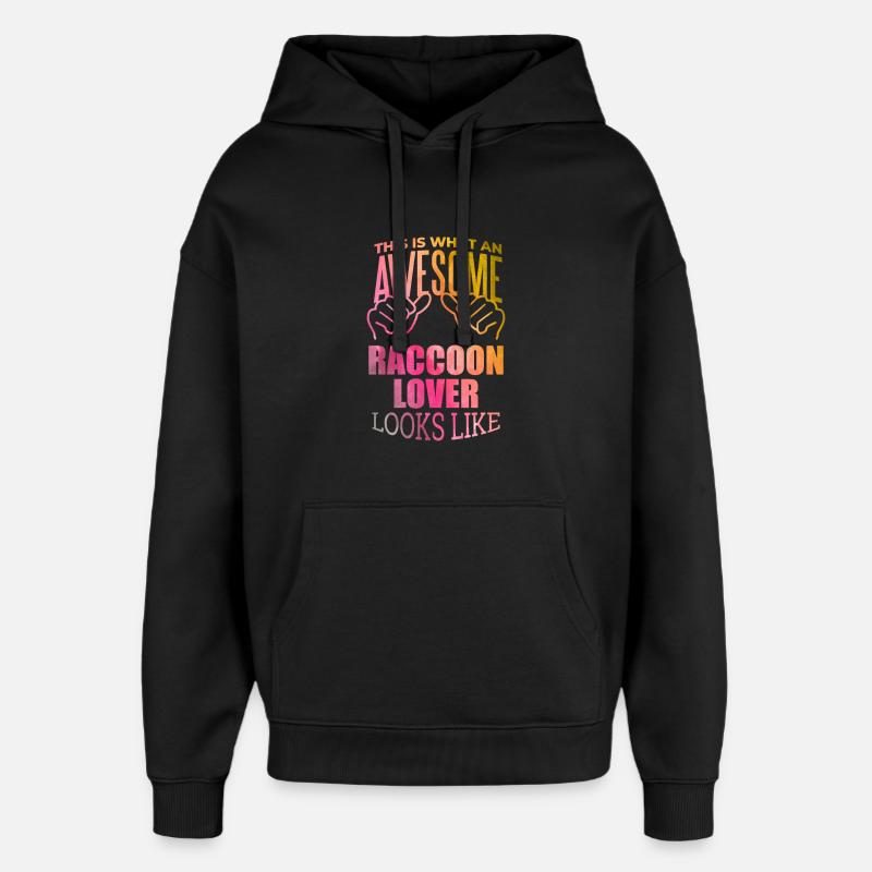 Raton laveur - Sweat à capuche unisexe Stanley/Stella Oversized - noir