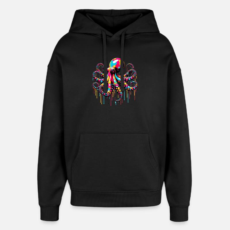 Pieuvre - Sweat à capuche unisexe Stanley/Stella Oversized - noir