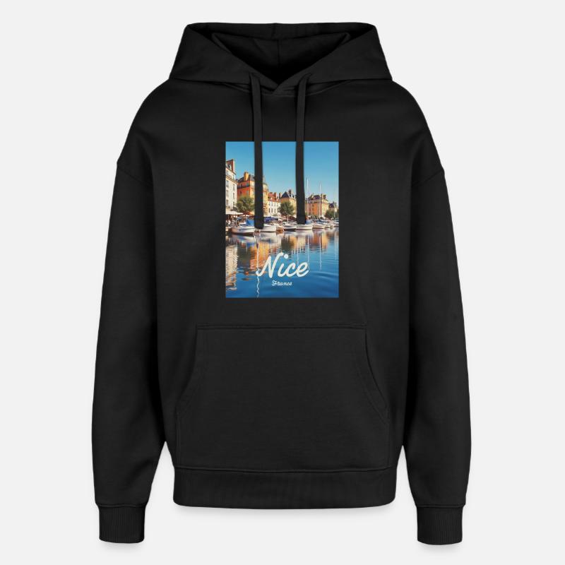 Beau port de Nice - Sweat à capuche unisexe Stanley/Stella Oversized - noir