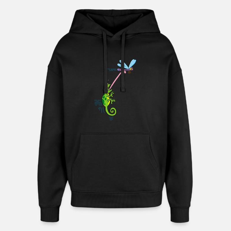 La libellule et le caméléon - Sweat à capuche unisexe Stanley/Stella Oversized - noir