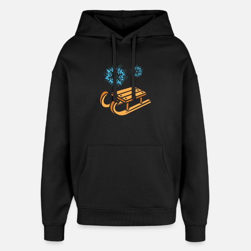 Schlitten mit Schneeflocken Cartoon - Oversized Unisex Hoodie von Stanley/Stella - Schwarz