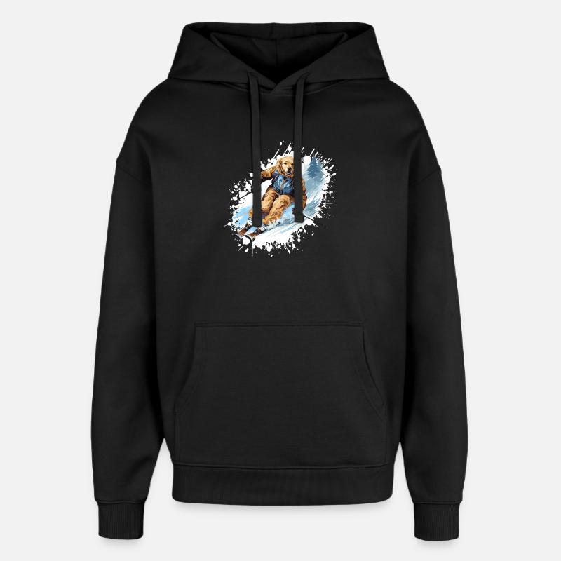 Golden Retriever Chien Ski Ski - Sweat à capuche unisexe Stanley/Stella Oversized - noir