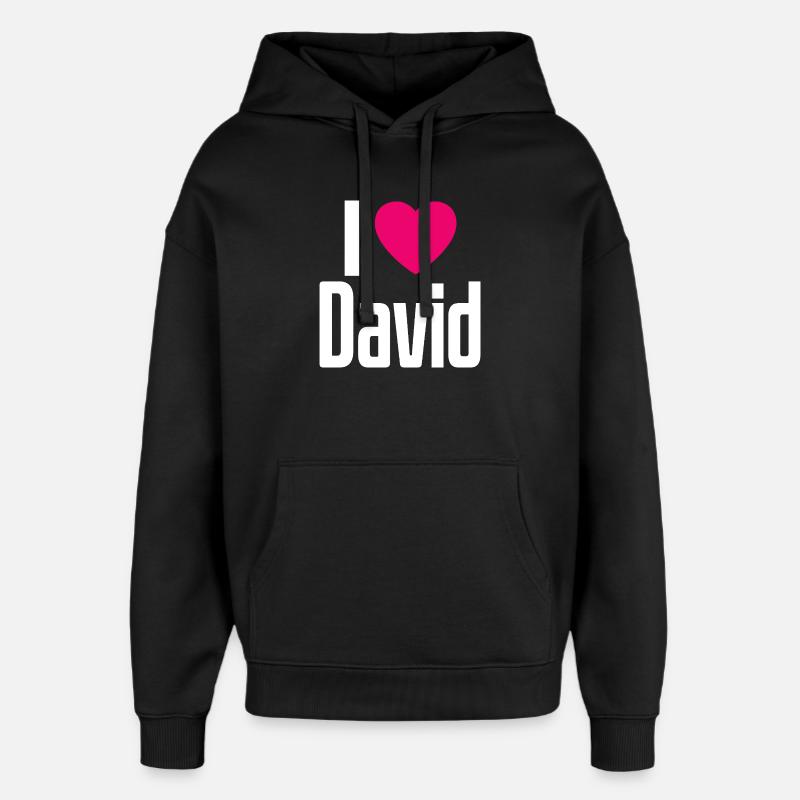 J’aime David Coeur rose J’aime David - Sweat à capuche unisexe Stanley/Stella Oversized - noir