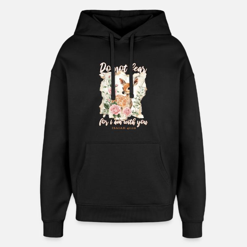 Versets bibliques de cerfs chrétiens - Sweat à capuche unisexe Stanley/Stella Oversized - noir