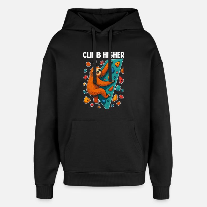 Bouldering Sloth Climbing Gift - Oversized Unisex Hoodie by Stanley/Stella - black