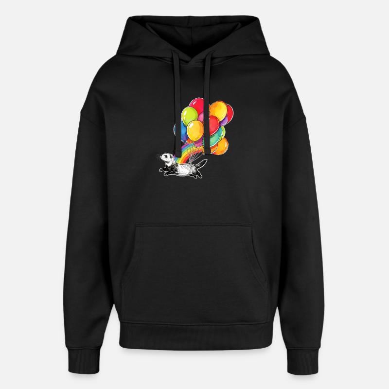 Frettchenballons und Regenbogen - Oversized Unisex Hoodie von Stanley/Stella - Schwarz