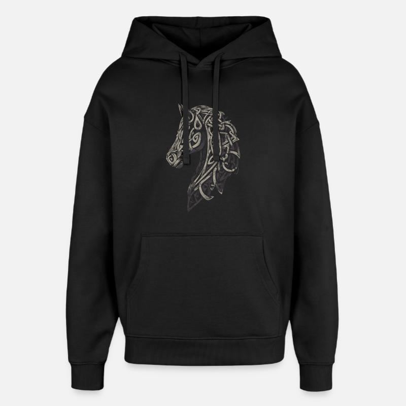 Cheval celtique - Sweat à capuche unisexe Stanley/Stella Oversized - noir