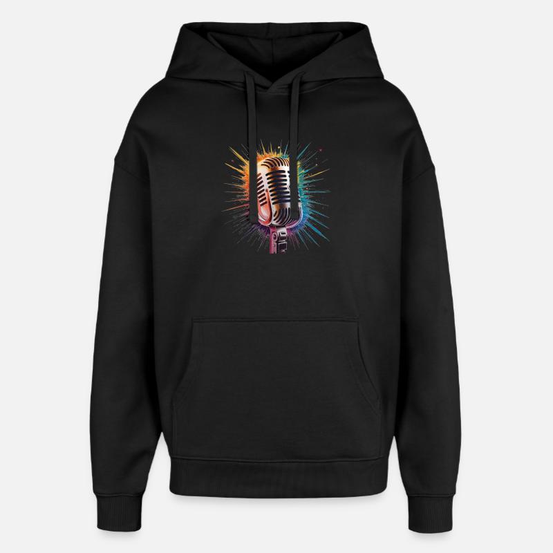Estampe d’art sur microphone - Sweat à capuche unisexe Stanley/Stella Oversized - noir