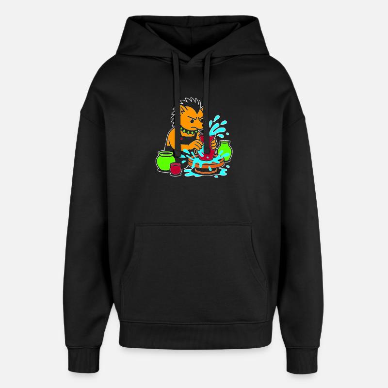 Splash de chiot de poterie - Sweat à capuche unisexe Stanley/Stella Oversized - noir