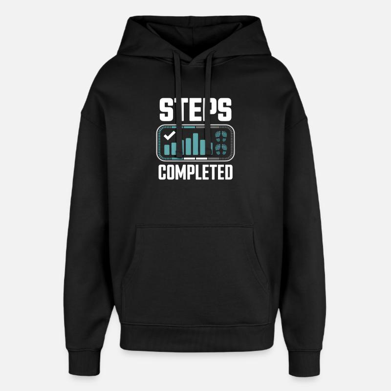 Steps Completed 10000 Schritte - Oversized Unisex Hoodie by Stanley/Stella - black