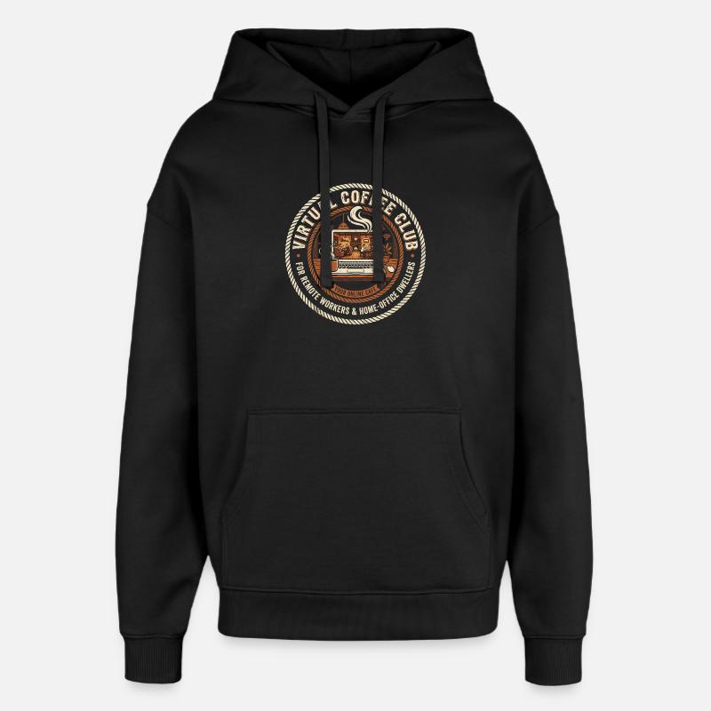 Club de café virtuel - Sweat à capuche unisexe Stanley/Stella Oversized - noir