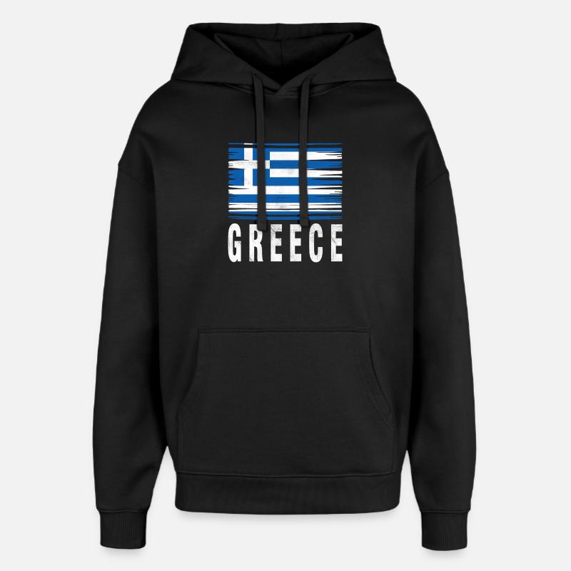 Drapeau au pinceau Grèce - Sweat à capuche unisexe Stanley/Stella Oversized - noir
