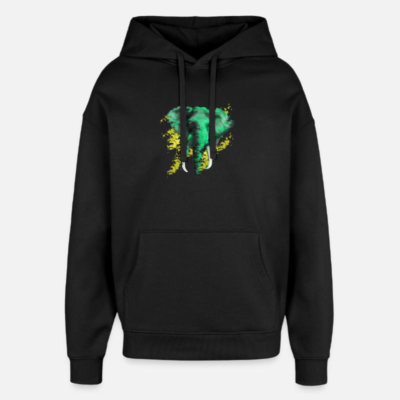 éléphant - Sweat à capuche unisexe Stanley/Stella Oversized - noir