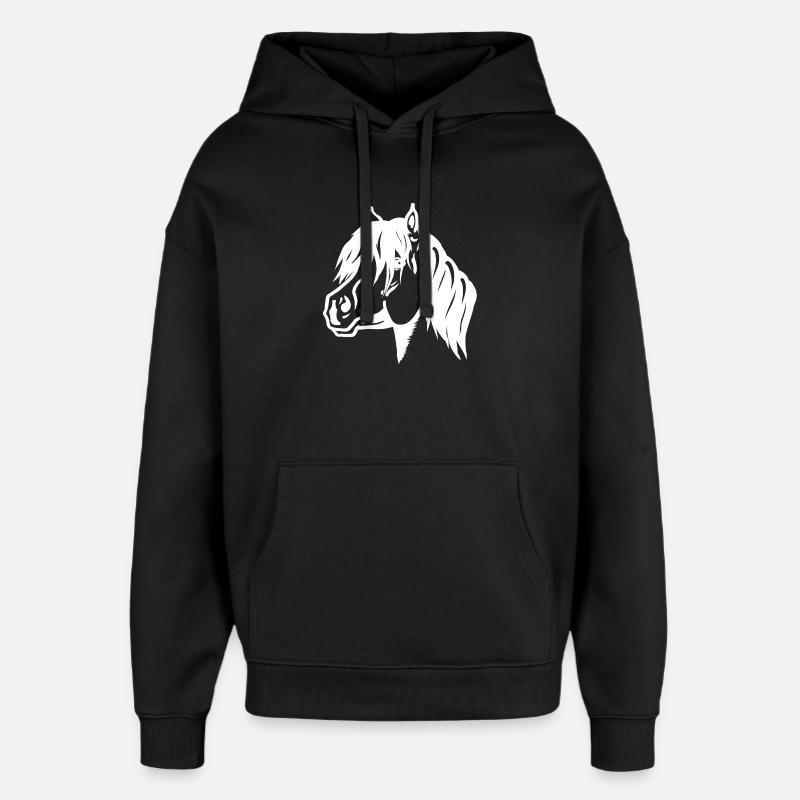 Portrait de poney blanc - Sweat à capuche unisexe Stanley/Stella Oversized - noir