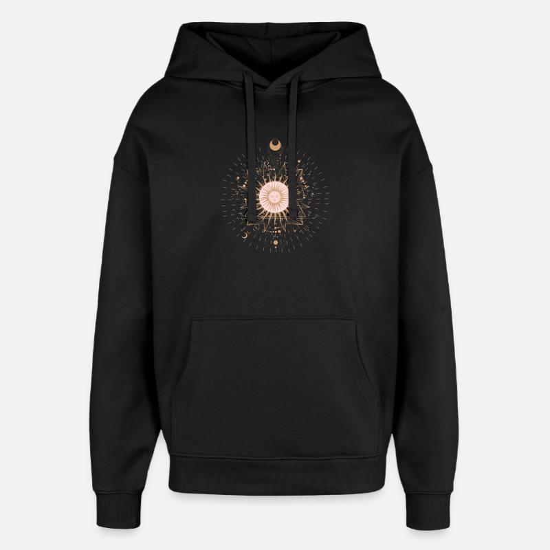 Sonnen-Mandala-Strahlen - Oversized Unisex Hoodie von Stanley/Stella - Schwarz