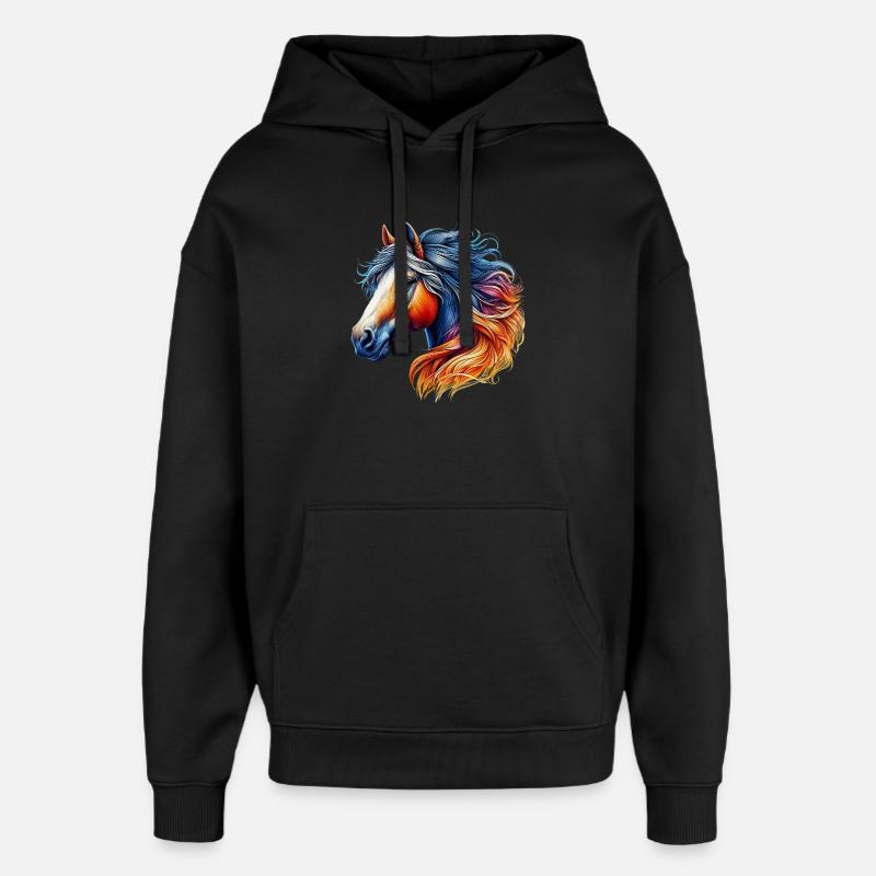 Pferd - Oversized Unisex Hoodie von Stanley/Stella - Schwarz