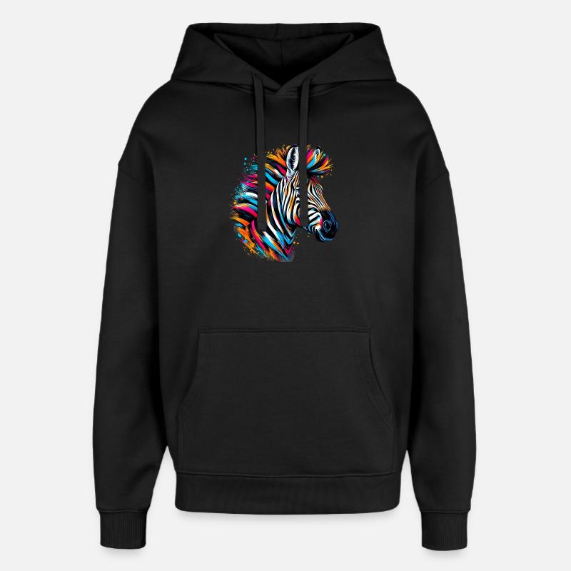 Zebra - Oversized Unisex Hoodie by Stanley/Stella - black
