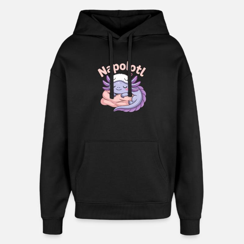 Napolotl Sleeping Axolotl Kawaii - Sweat à capuche unisexe Stanley/Stella Oversized - noir