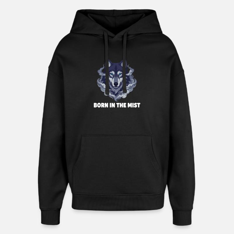 Nebelwolf: Wolfkopf im Dunst - Oversized Unisex Hoodie von Stanley/Stella - Schwarz