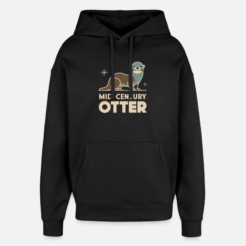 Loutre du milieu du siècle - Sweat à capuche unisexe Stanley/Stella Oversized - noir