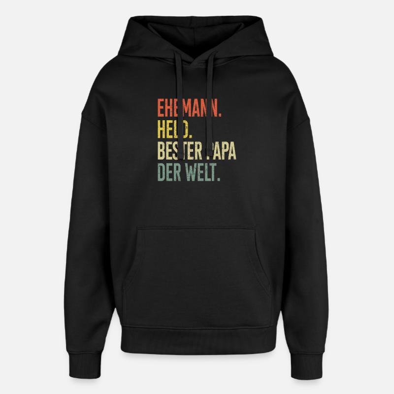 Held Papa Bester Ehemann - Oversized Unisex Hoodie von Stanley/Stella - Schwarz