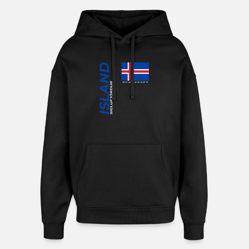 Siglufjördur - Sweat à capuche unisexe Stanley/Stella Oversized - noir