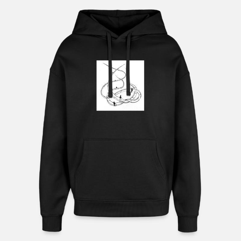 Multi-layered looping paths - Oversized Unisex Hoodie by Stanley/Stella - black
