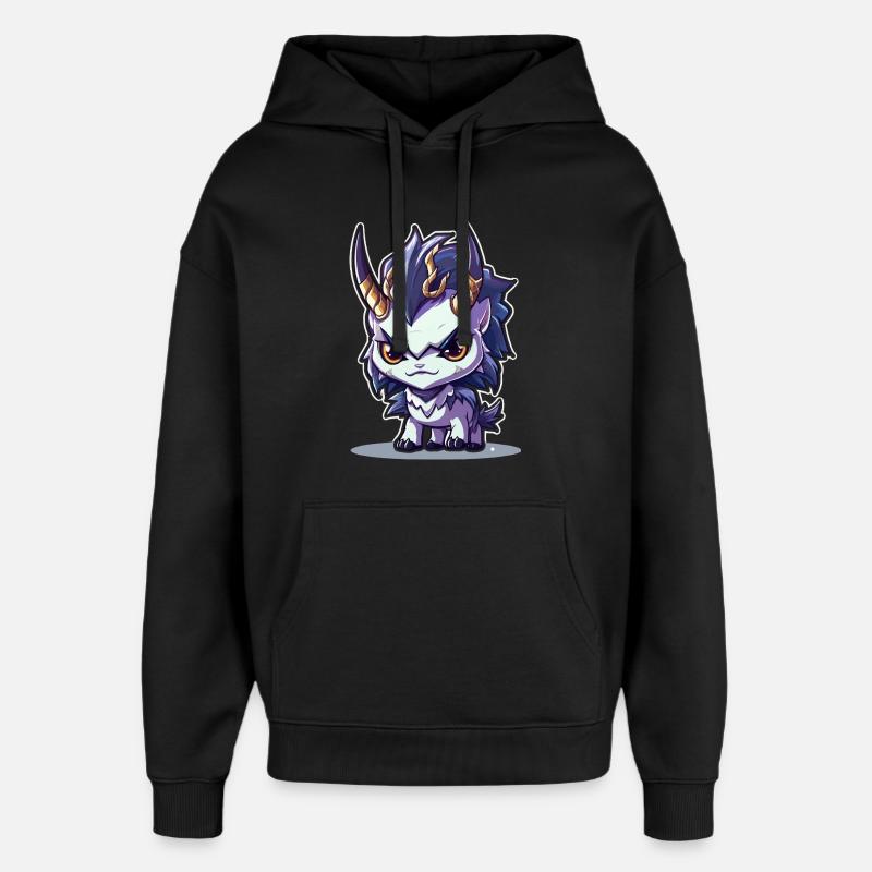 Kleiner Hörnerdrache im Chibi-Stil - Oversized Unisex Hoodie von Stanley/Stella - Schwarz
