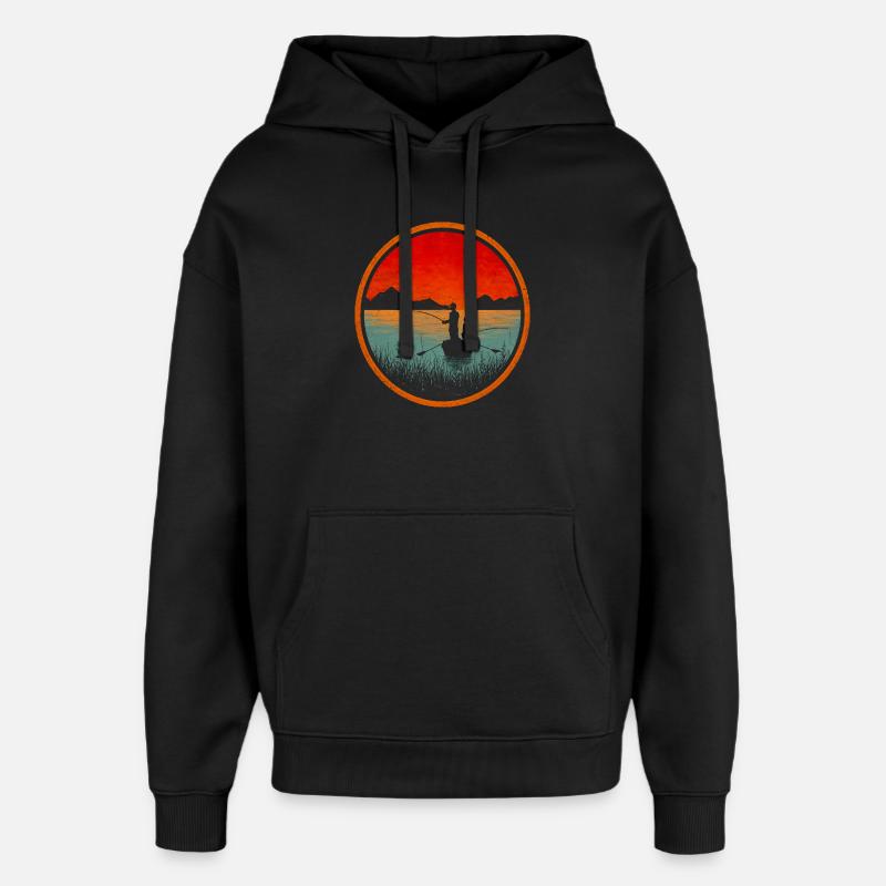 Pêche en bateau - Sweat à capuche unisexe Stanley/Stella Oversized - noir