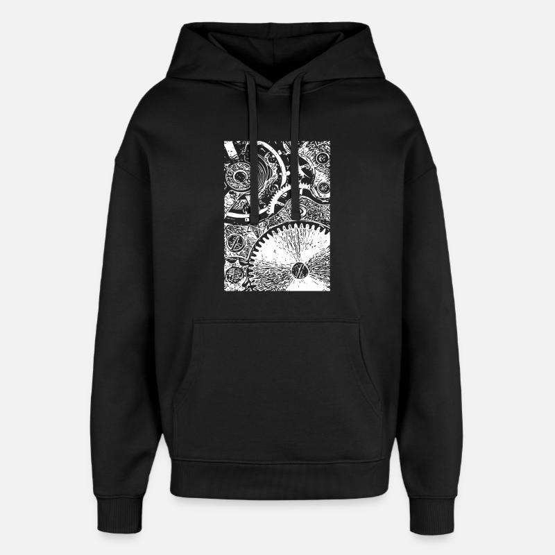 Zahnrad Clockwork Muster - Oversized Unisex Hoodie von Stanley/Stella - Schwarz