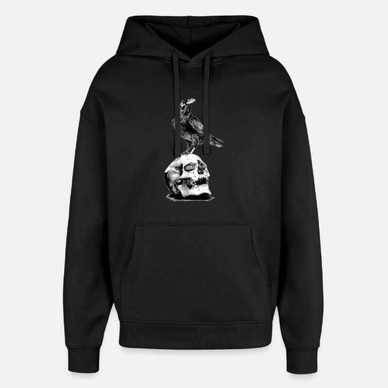 Skull mit Krähe - Oversized Unisex Hoodie von Stanley/Stella - Schwarz