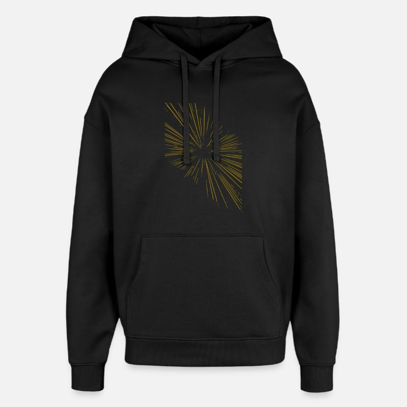 Abstract rays / gold / pattern / line - Oversized Unisex Hoodie by Stanley/Stella - black
