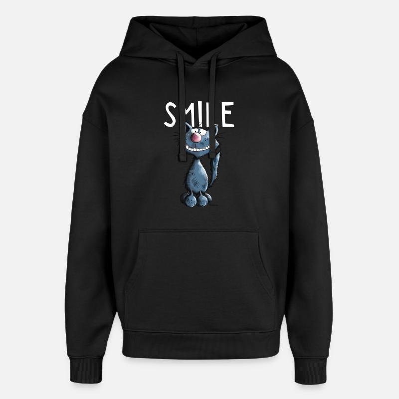 Drôle Chat dessin animé - Cadeau - Sweat à capuche unisexe Stanley/Stella Oversized - noir