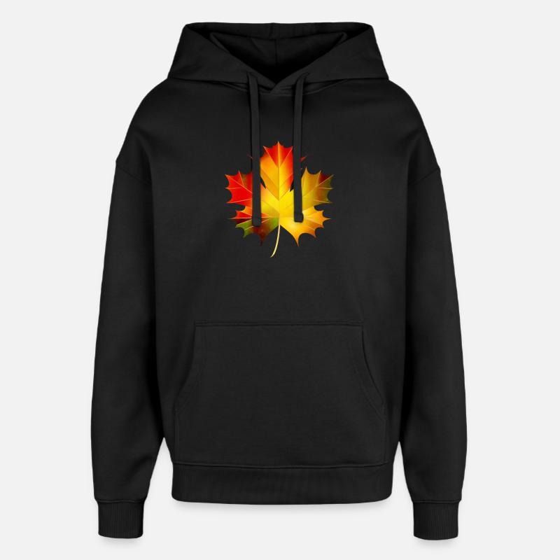 feuille d’érable d’automne magnifiquement brillante - Sweat à capuche unisexe Stanley/Stella Oversized - noir