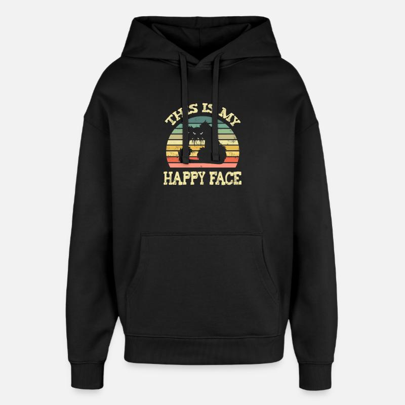 Chat grincheux - Sweat à capuche unisexe Stanley/Stella Oversized - noir