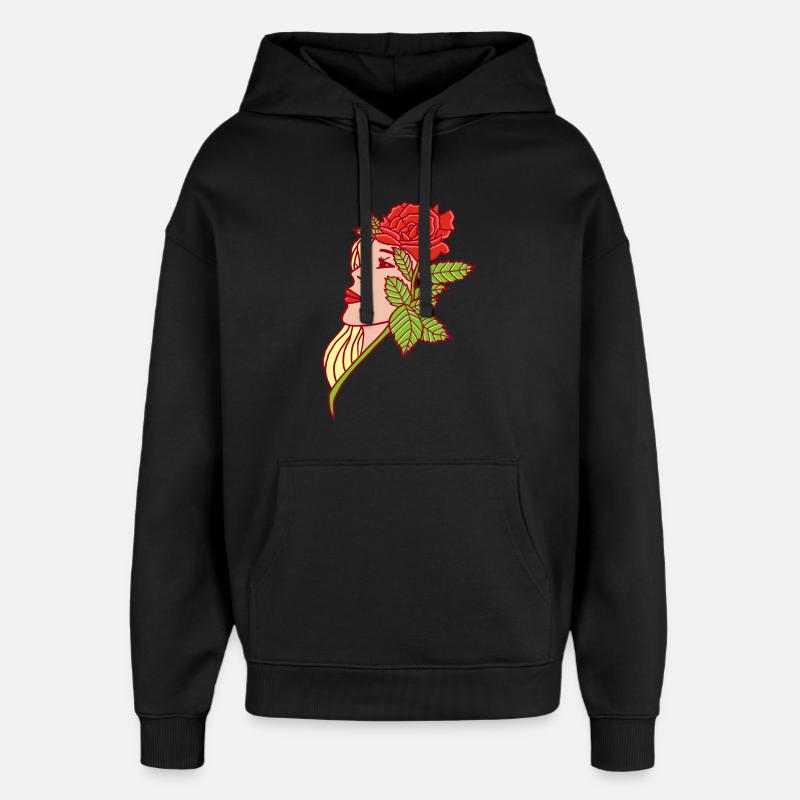 La dame et la rose - Sweat à capuche unisexe Stanley/Stella Oversized - noir