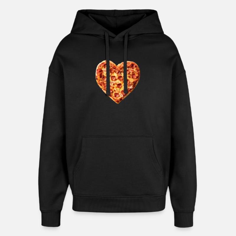 Motif de pizza au cœur pepperoni - Sweat à capuche unisexe Stanley/Stella Oversized - noir
