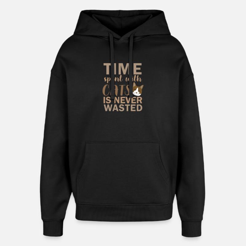 Temps passé avec les chats - Sweat à capuche unisexe Stanley/Stella Oversized - noir