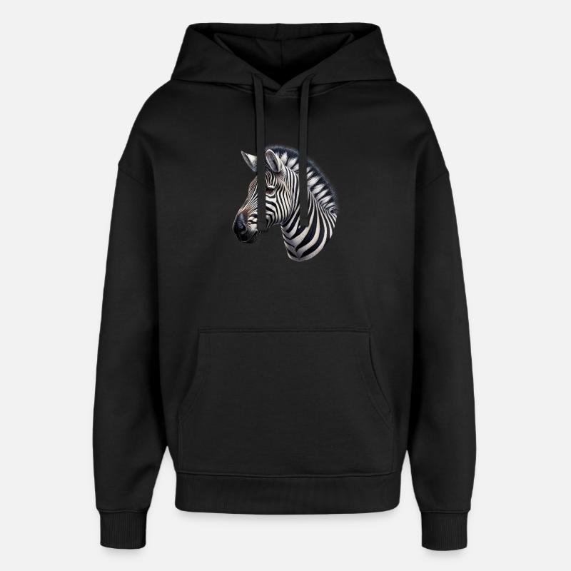Zebra - Oversized Unisex Hoodie by Stanley/Stella - black