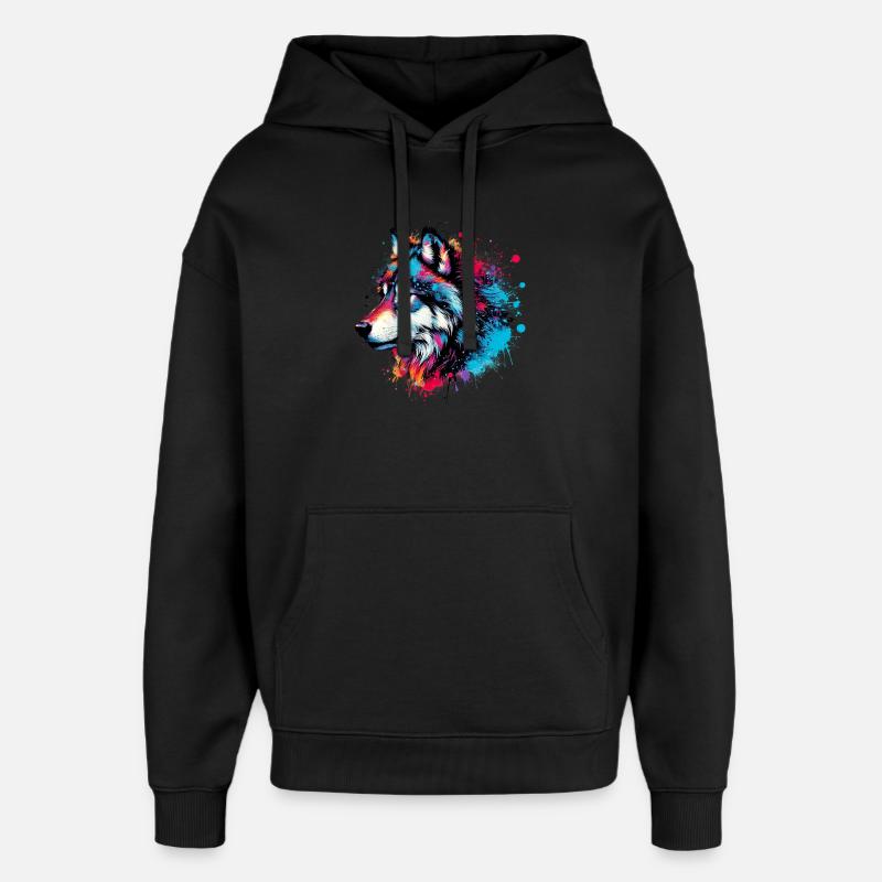 Loup - Sweat à capuche unisexe Stanley/Stella Oversized - noir