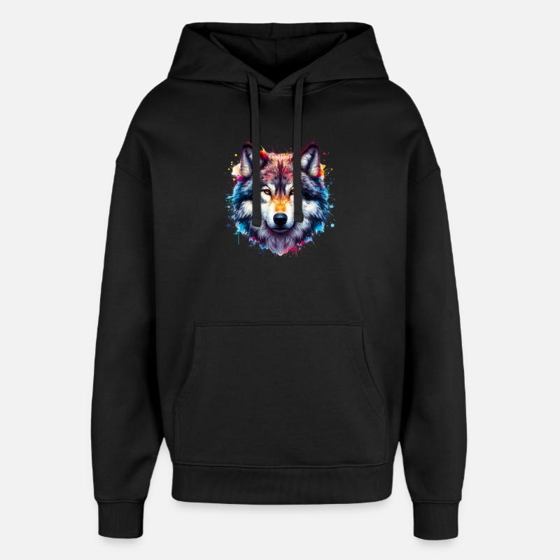 Wolf - Oversized Unisex Hoodie von Stanley/Stella - Schwarz