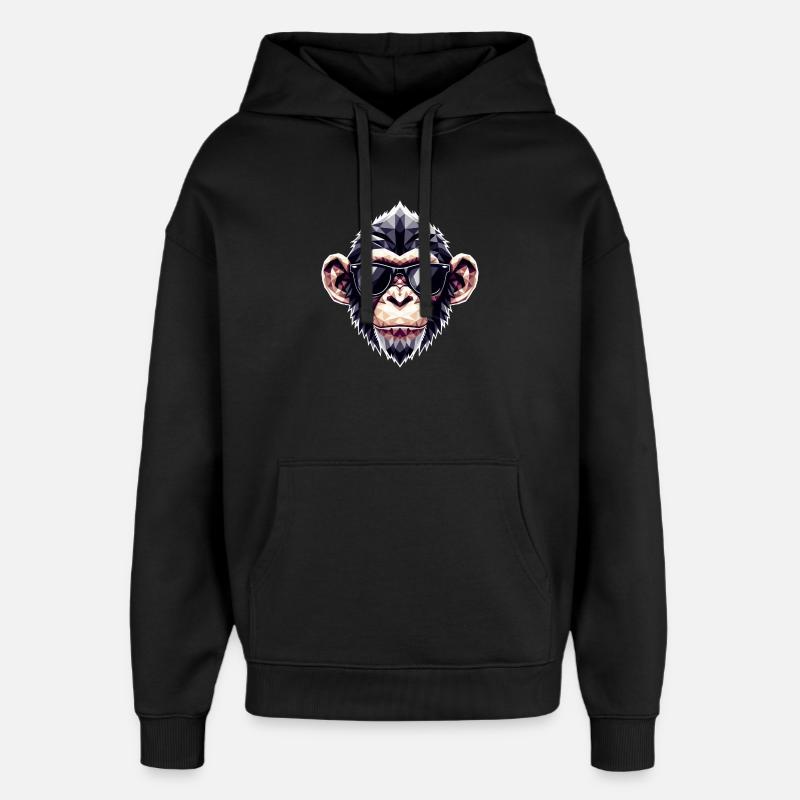 Monkey Glasses Polygon - Oversized Unisex Hoodie by Stanley/Stella - black