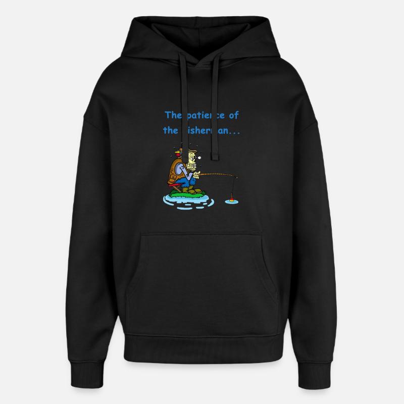 La patience du pêcheur - Sweat à capuche unisexe Stanley/Stella Oversized - noir