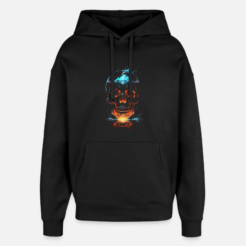 Crâne de Feu et Glace Éclatant - Oversized Unisex Hoodie by Stanley/Stella - black