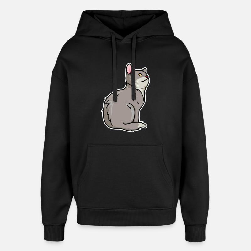 Dessin de chat - Sweat à capuche unisexe Stanley/Stella Oversized - noir