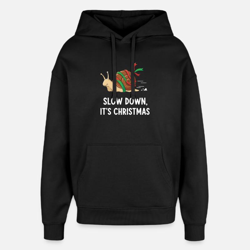 Slow Down Christmas Snail - Oversized Unisex Hoodie by Stanley/Stella - black