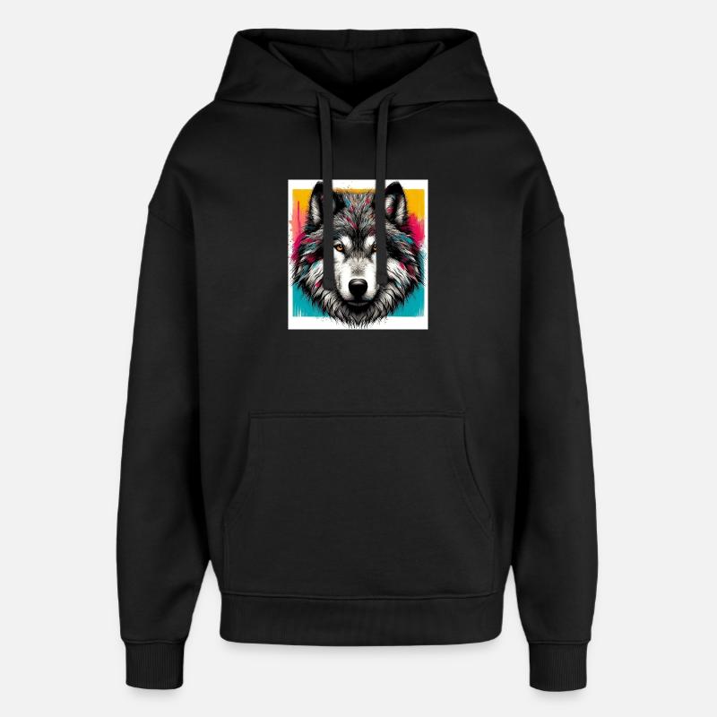 Wolf - Oversized Unisex Hoodie von Stanley/Stella - Schwarz