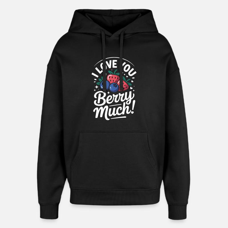 Je t’aime beaucoup, Berry - Sweat à capuche unisexe Stanley/Stella Oversized - noir