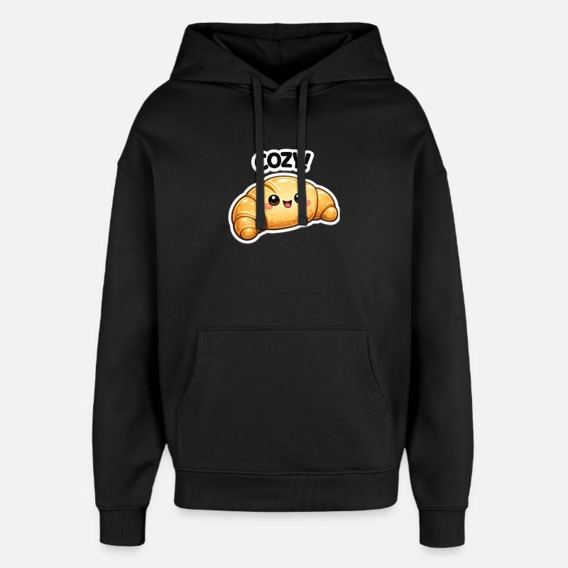 Croissant douillet Kawaii - Sweat à capuche unisexe Stanley/Stella Oversized - noir