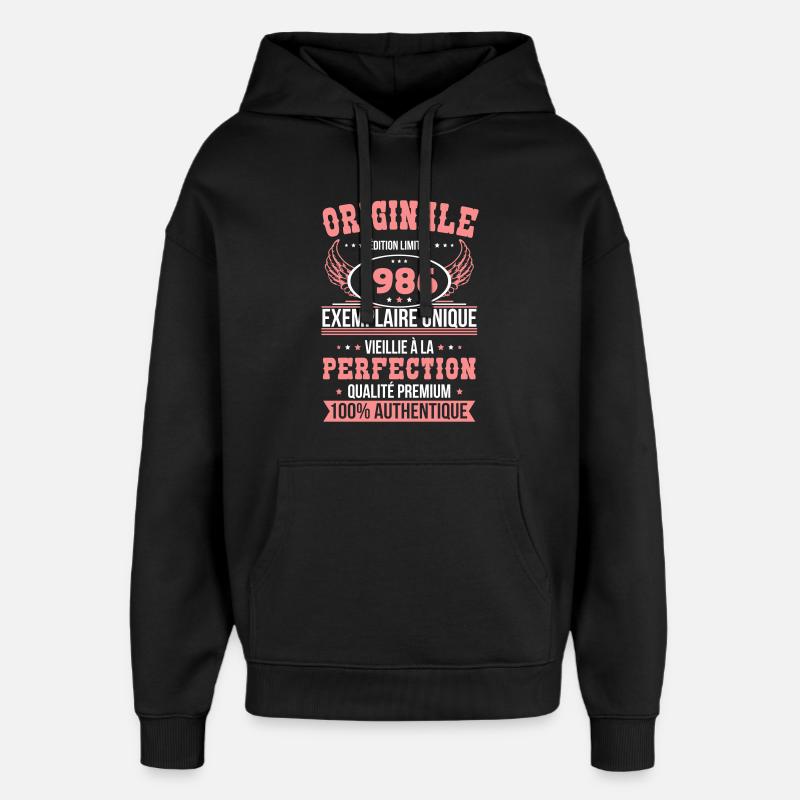 1986 – Exemplaire unique – Qualité premium - Sweat à capuche unisexe Stanley/Stella Oversized - noir